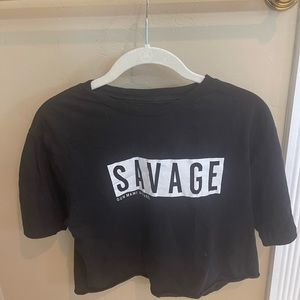 Gun mami crop top black. Medium. Savage